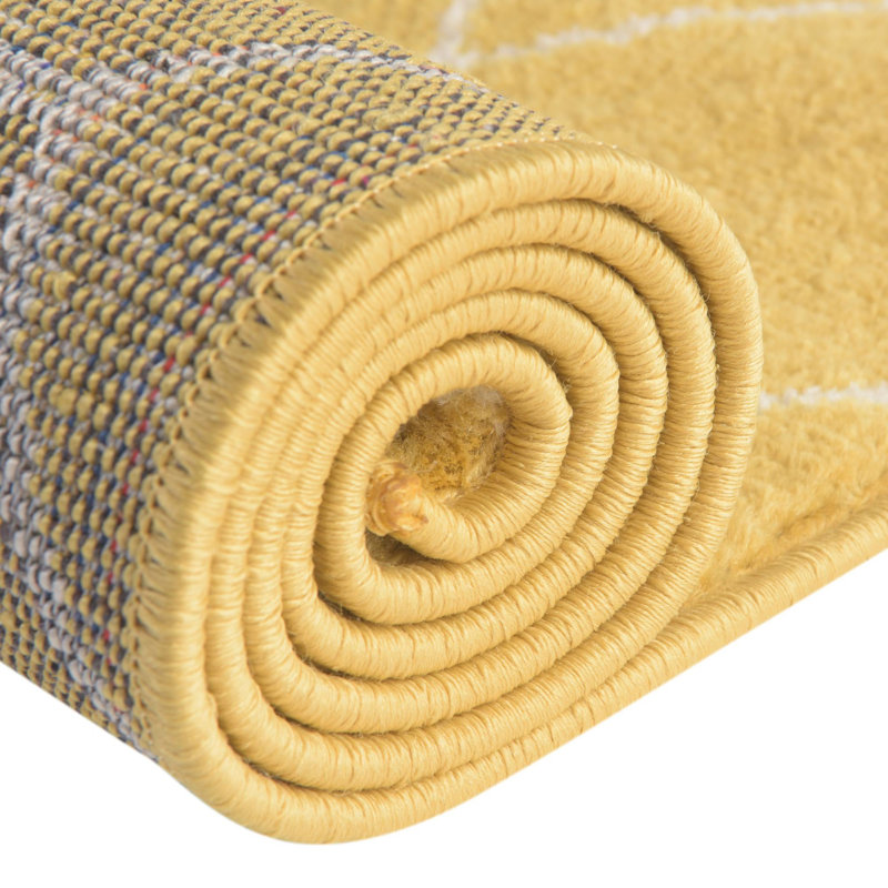 Debrodie Geometric Area Rug, Square 4'1", Yellow