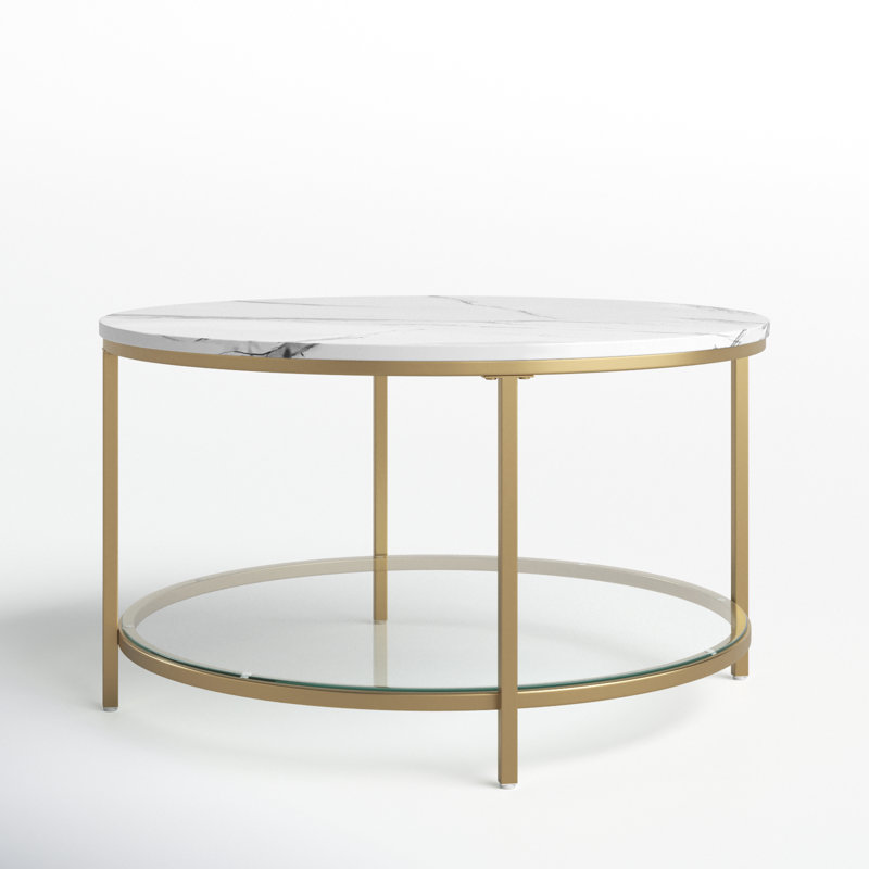 Rotherham Round Coffee Table with Storage, Gold