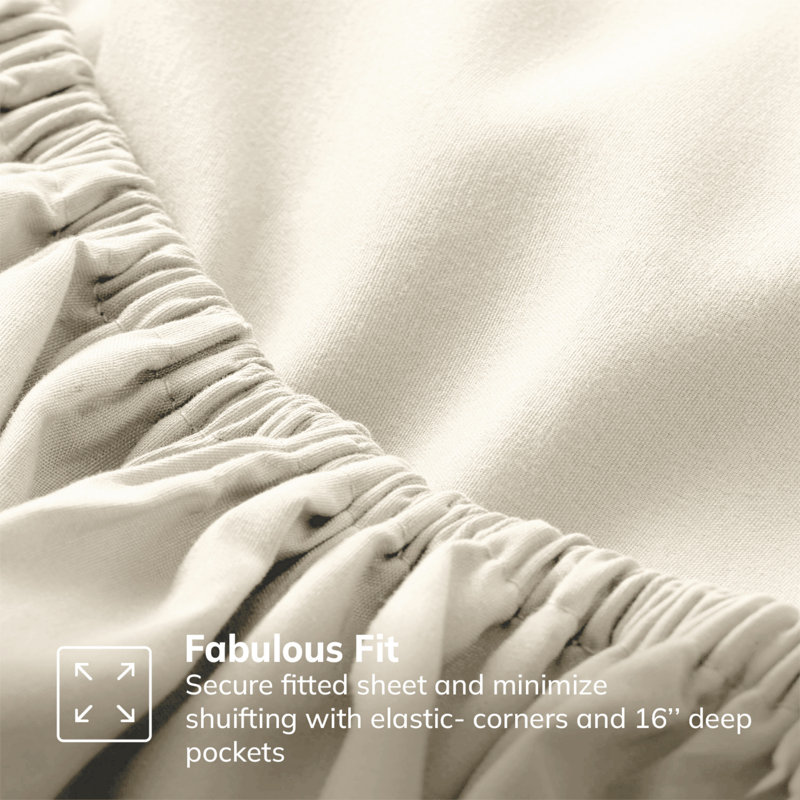 Deep Pocket Microfiber Brushed Fitted Sheet, Double (4'6), Cream