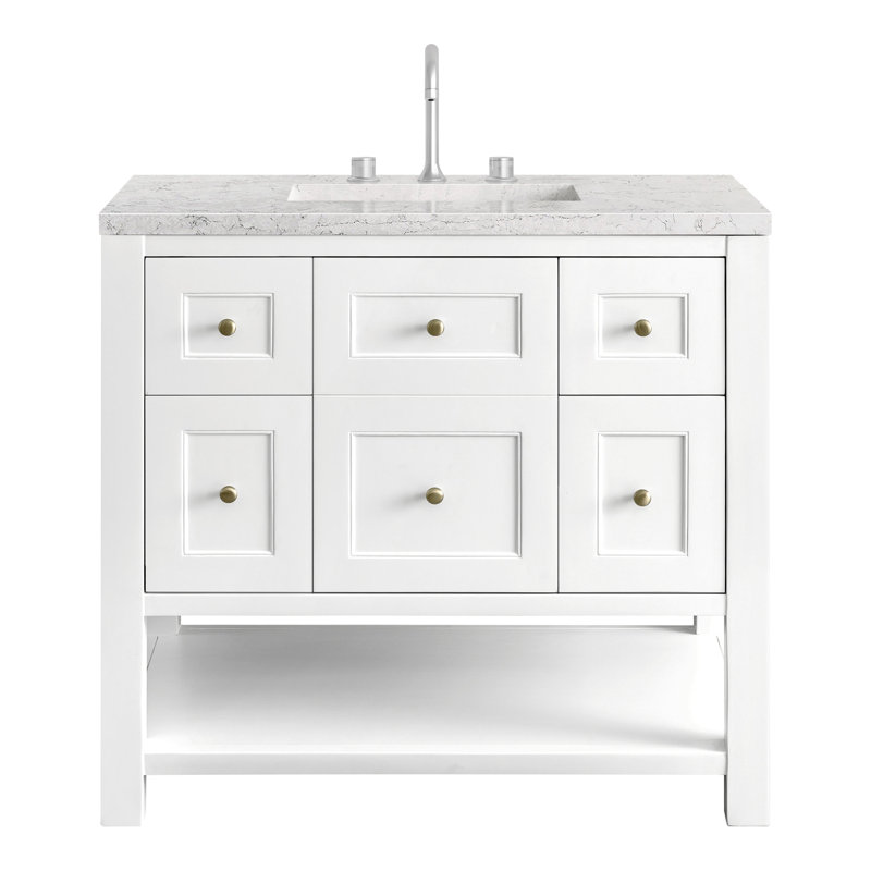 Breckenridge 36'' W Single Vanity, Bright White, Eternal Jasmine Pearl, 8" Widespread