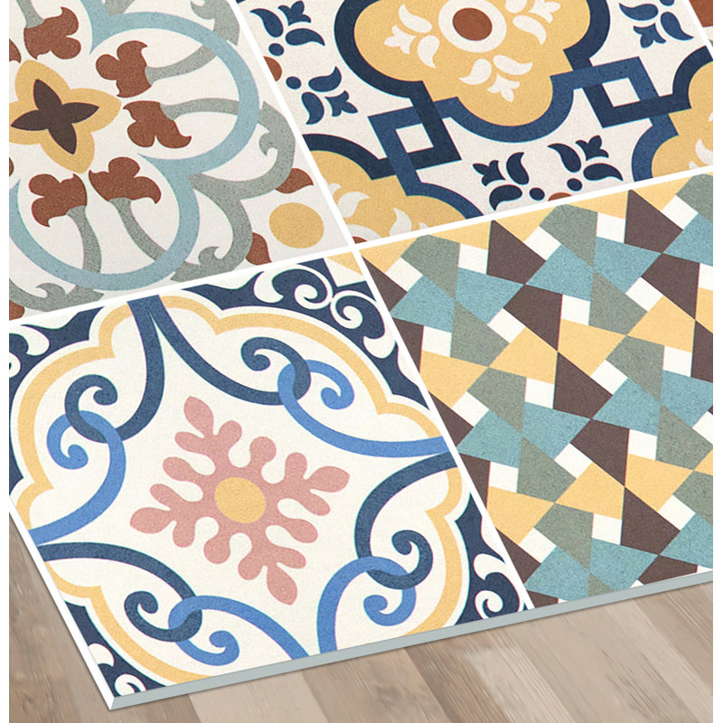 Alcia Vinyl Machine Printed Area Rug, Square 120cm