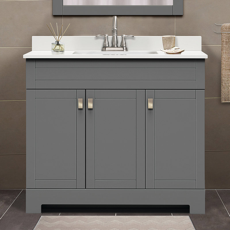 Ensemble de meuble-lavabo simple Layliah, gris