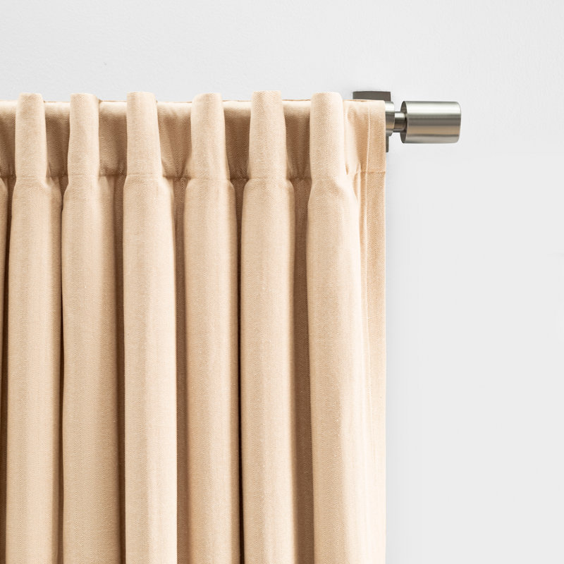 Rossa Premium 100% Cotton Herringbone Room Darkening Rod Pocket w/ Back Tabs Single Curtain Panel, Oatmeal, 48" W x 45" L