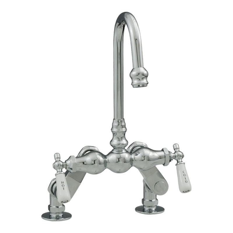 Deck Mount Tub Faucet with Porcelain Lever Handles by Strom Living, Chrome