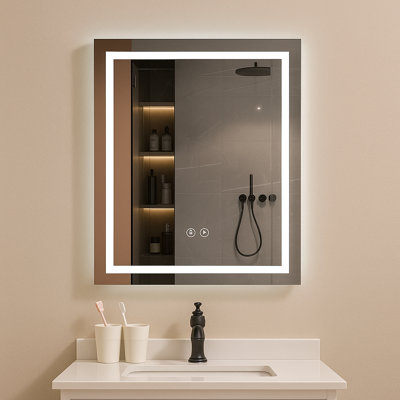 31"X 24" LED Rectangular Bathroom Mirror – Dimmable, Anti-Fog, Adjustable Brightness & Color, Wall-Mounted Vanity Mirror For Bathroom & Shaving