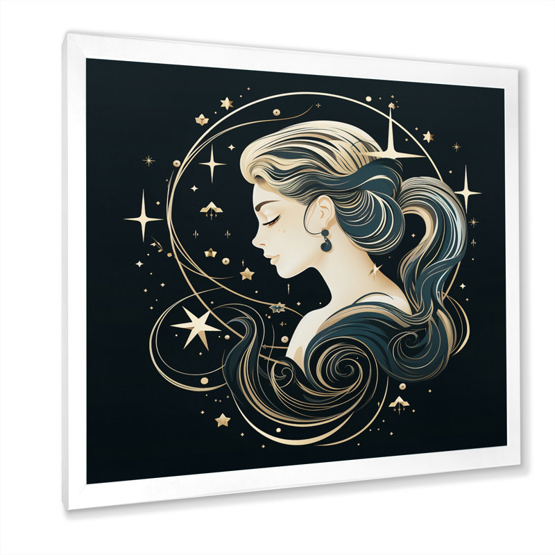 Astrologique Stargazer VI sur toile, H 36 po x l 36 po, Cadre simple blanc