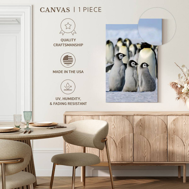 Penguins Winter Ice, 51" H x 34" W
