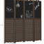Mur d'intimité de 67 po de hauteur, 4 panneaux de brun noyer avec tableau noir pour cloison de bureau, pliable, 5,5 pi