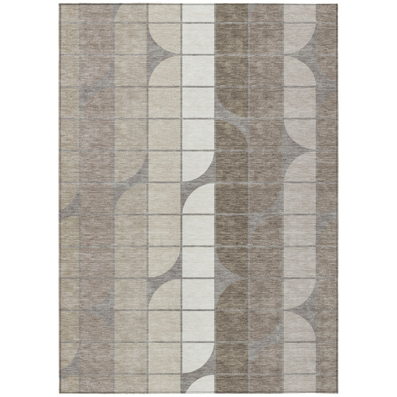 Machine Washable Indoor/Outdoor Lockway ACN2418 Mid-Century Modern Rug, Rectangle 10' x 14'