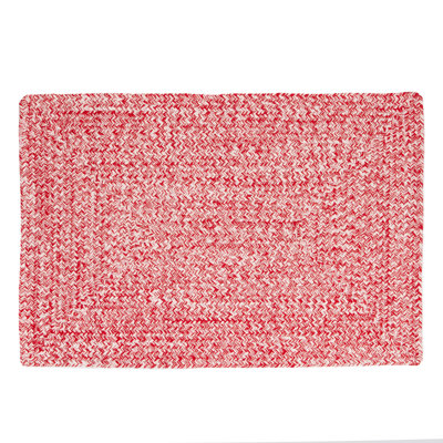 Etherton Farmhouse Braided Cotton Red/White Area Rug