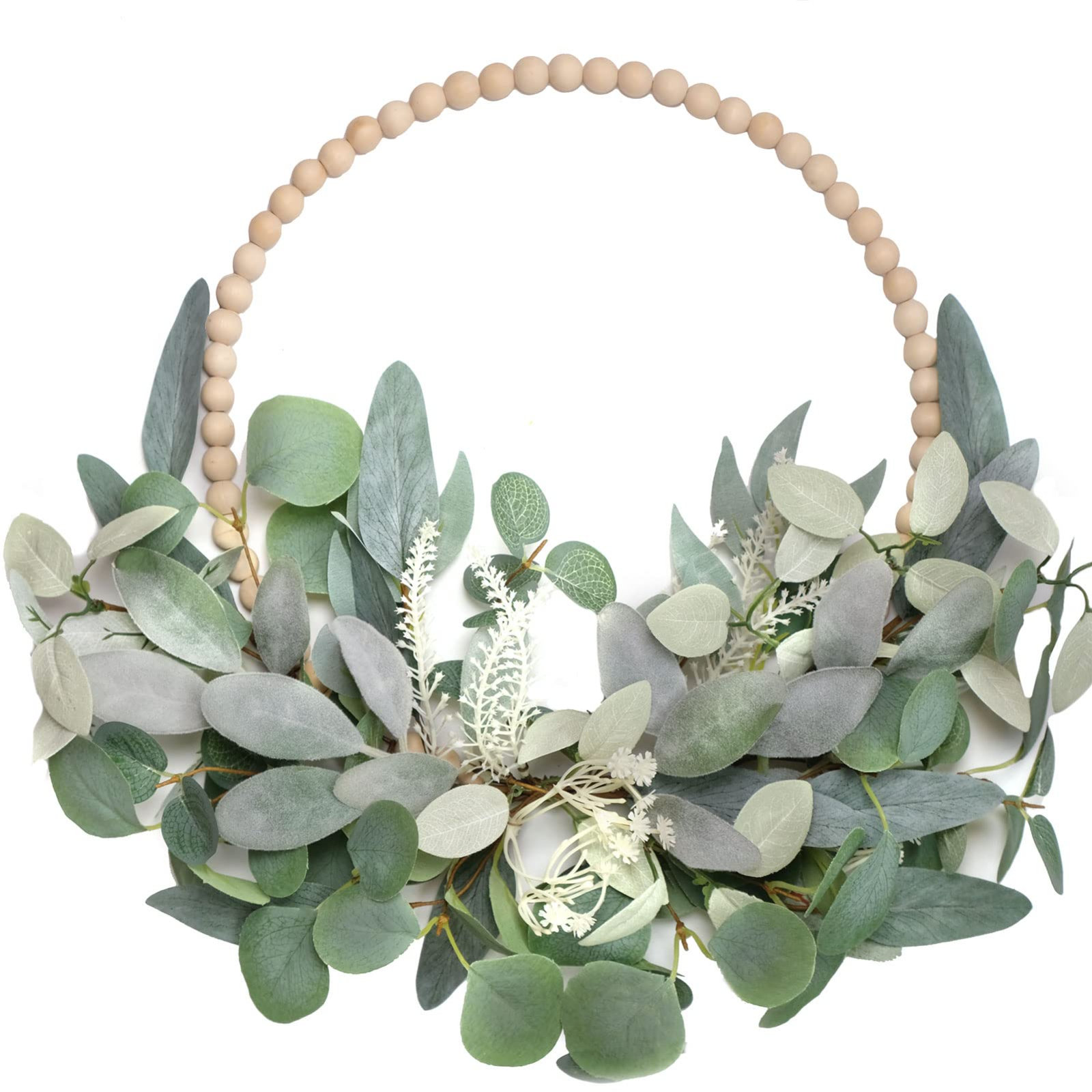 Couronne Verte 45cm Avec Panneau Bienvenue En Bois - Décoration Porte Extérieure