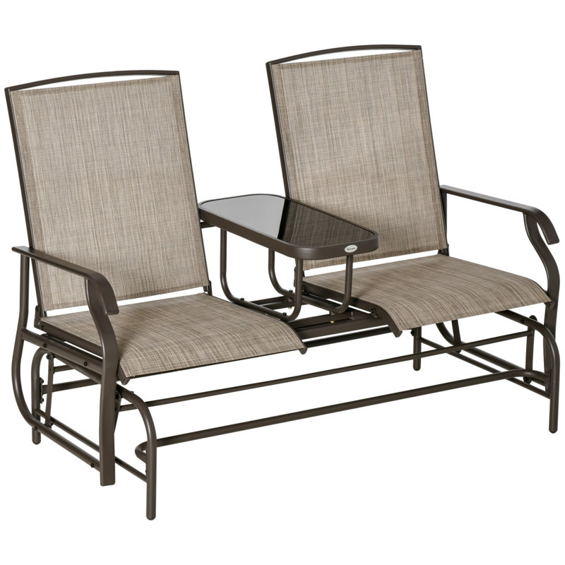 Banc oscillant avec table centrale Outsunny, Brun