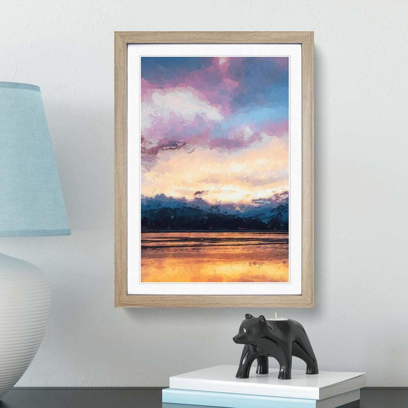 Clouds Above the Mountains in Abstract - Picture Frame Graphic Art Print, 36cm H x 27cm W x 2cm D, Oak Framed