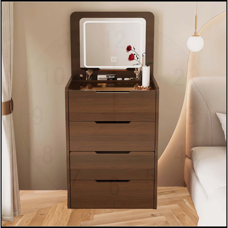 Meuble-lavabo polyvalent aux fonctions multiples et attrayant pour la chambre à coucher, Noyer