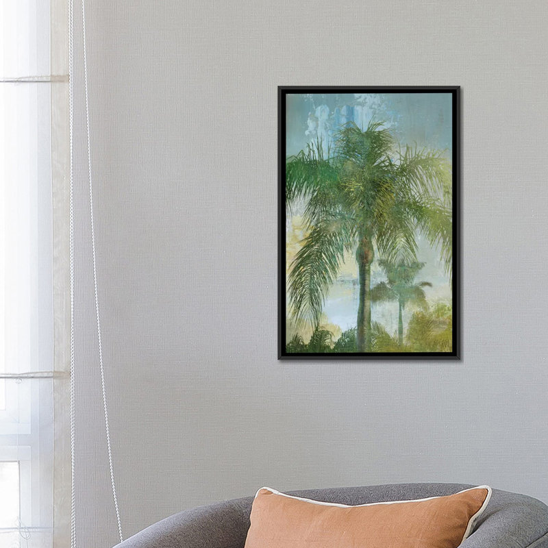 «Contemporary Palm», reproduction d'impression sur toile, H 26 po x l 18 po x P 1,5 po, Toile encadrée noire, Pas de tapis