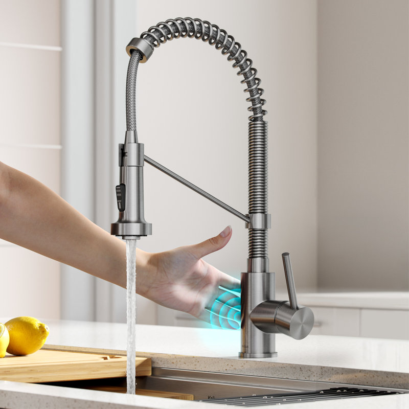 Kraus Bolden Touchless Sensor Commercial Style 2-Function Single Handle Pull-Down Kitchen Faucet, Stainless Steel