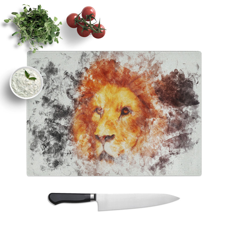 Lion Vol.4 Watercolour Chopping Board, 28.5cm W x 39cm L