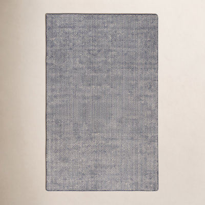 Rita Black White Hand-Woven Chevron Wool Rug