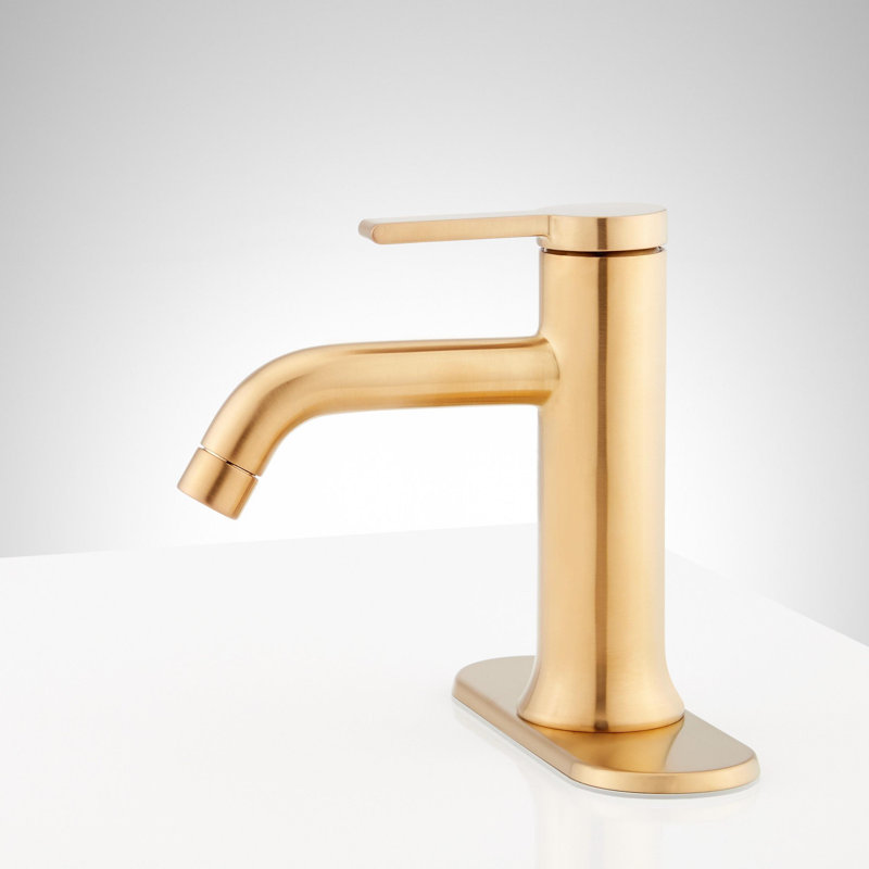 Lentz 1.2 GPM Single Hole Bathroom Faucet, Brushed Gold