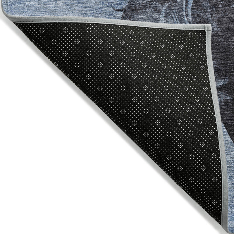 Tapis intérieur lavable bleu et gris anthracite 8 pi x 10 pi pour cheval
