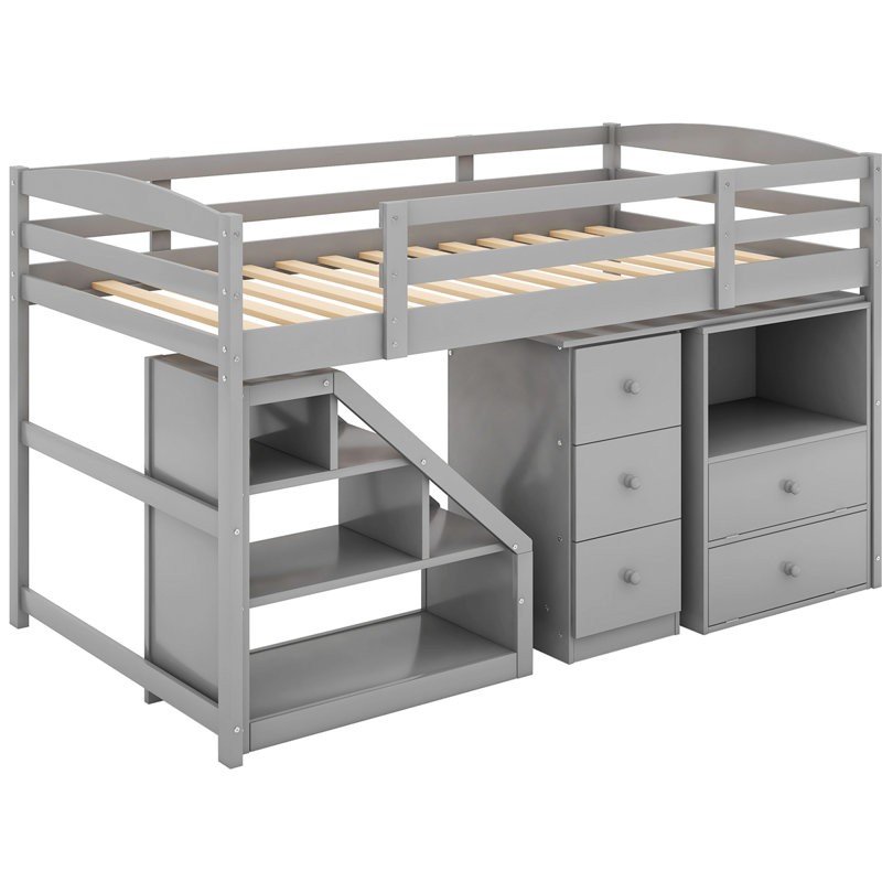 Lit avec rangement Hena, gris