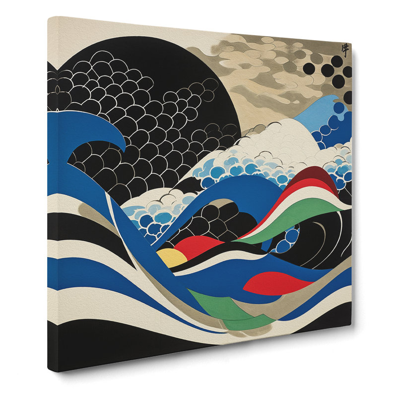 Japanese Wave Suprematism No.3 - Wrapped Canvas