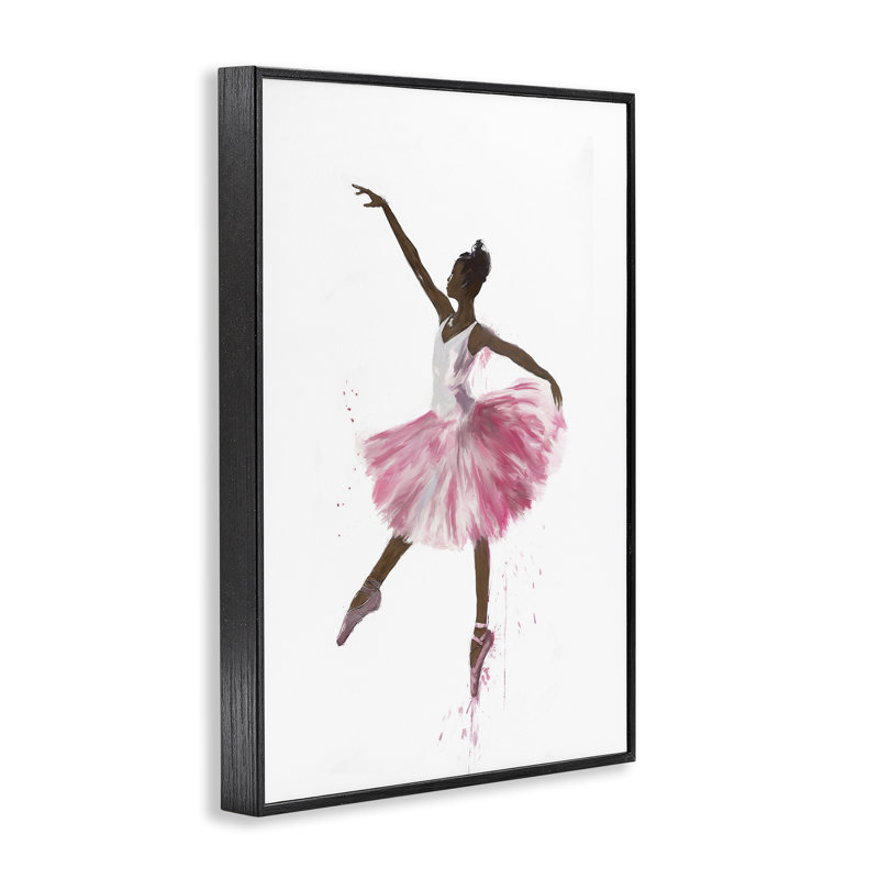 Gracieuse ballerine en rose, estampe numérique par Ramona Murdock, Giclée encadrée noir minuit, H 18 po x l 12 po