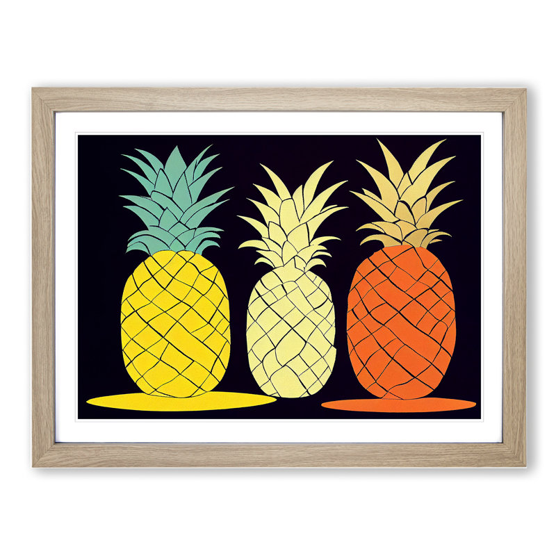 Abstract Pineapple Art Vol.2 - Framed Print, 25cm H x 34cm W x 2cm D, Oak