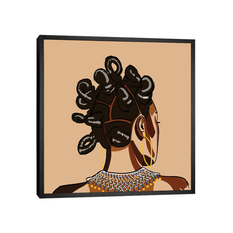 Black Hair Story - Bantu Knots by NoelleRx - Print on Canvas, Black Framed, 45.72 cm H x 45.72 cm W