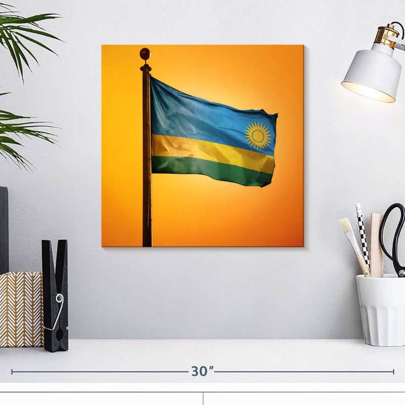 Borges Rwanda Flag Sunset, 16" H x 16" W