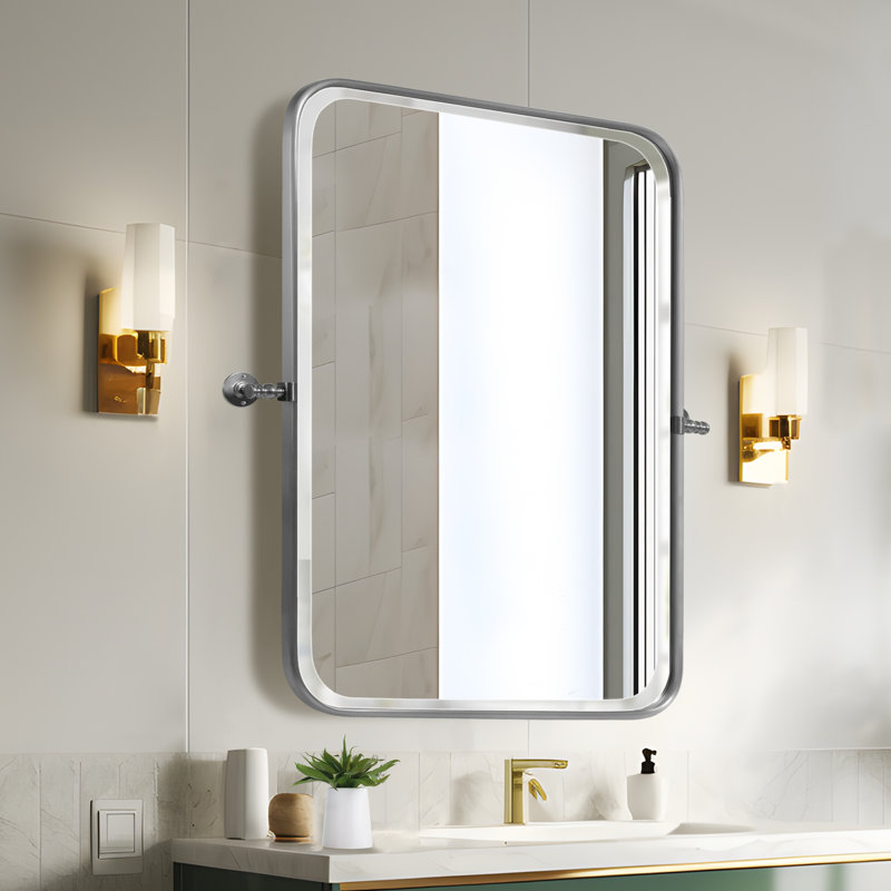 Miroir mural Orth, 32 po x 23 po, Argent/blanc