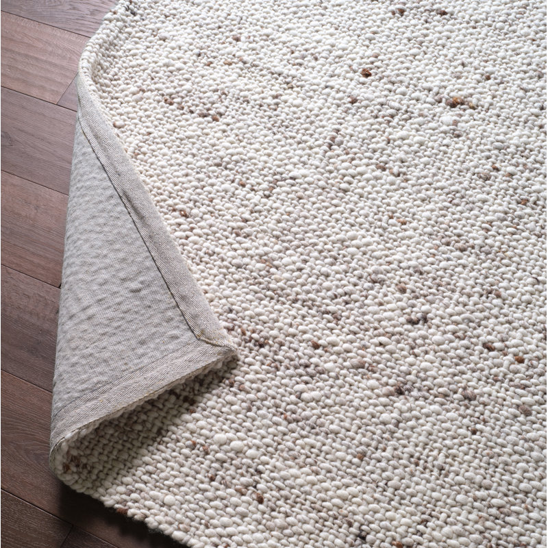 Wool Area Rug in Cream, Rectangle 9' x 12'