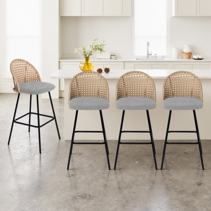 Tabouret de bar et de comptoir rembourré, Gris clair