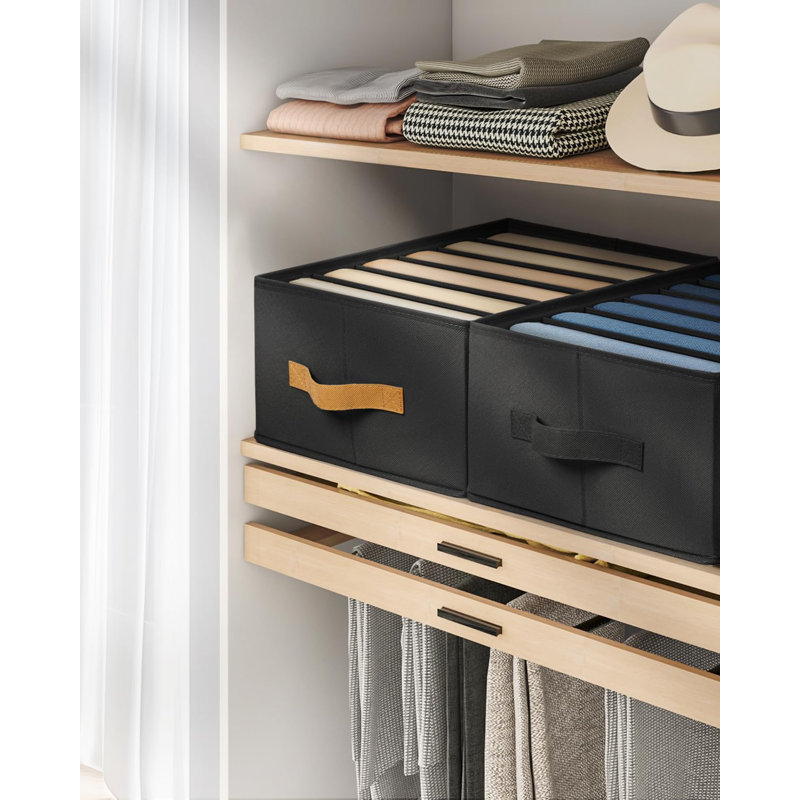 Organisateur de garde-robe pliable avec séparateurs - grande boîte de rangement pour jeans, chandails, chemises, pantalons, sous-vêtements et soutiens-gorge - Organisateur de tablettes en tissu non tissé avec poignées - Conception peu encombrante