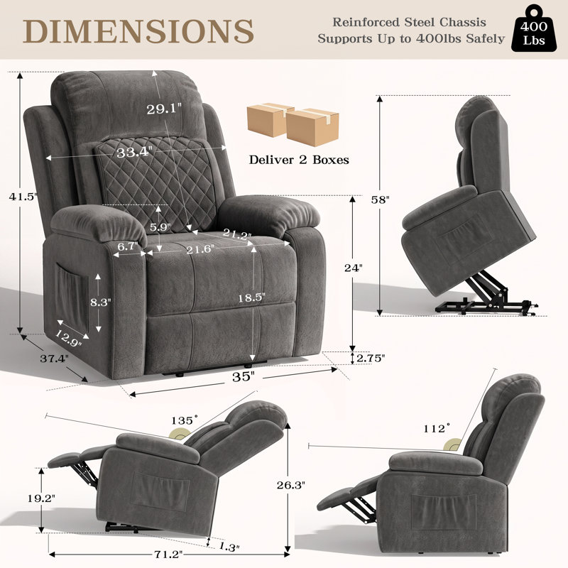 Fauteuil inclinable en velours Brunell, Velours gris foncé