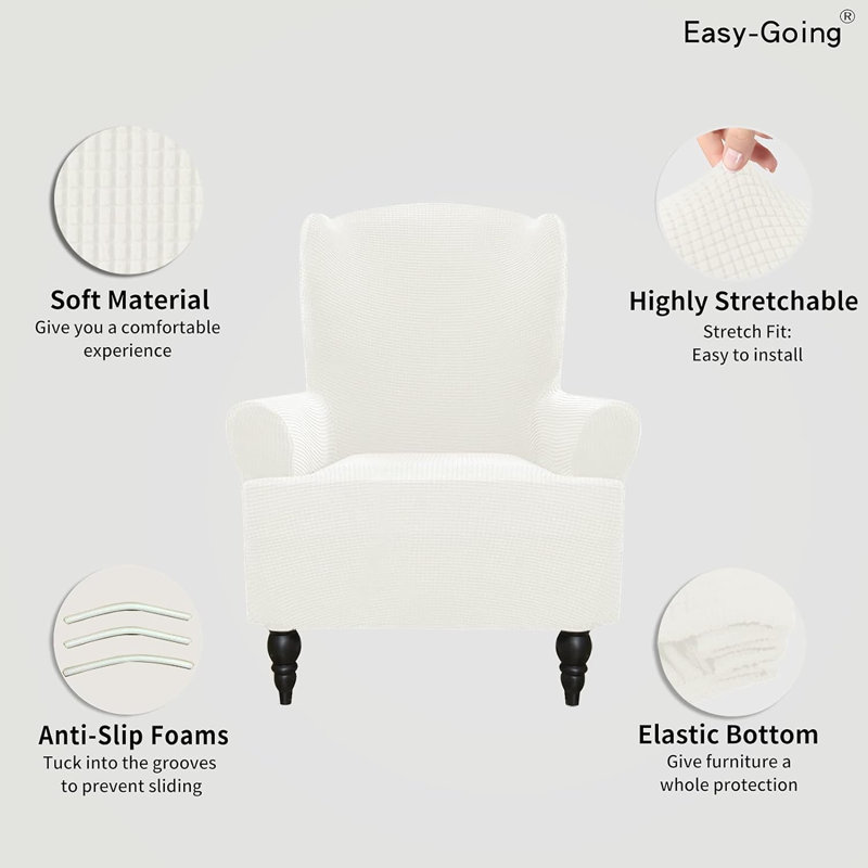 Polyester Blend Box Cushion Wingback Slipcover, 3.619" H x 11.219" W x 11.259" D, Dark Blue Polyester Blend