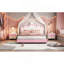 Lit princesse rembourré avec tête de lit couronne, lit plateforme avec tête de lit et pied de lit-2111324381-2111324382