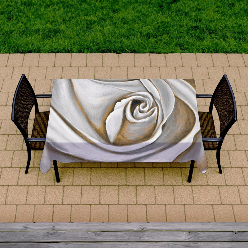 White Rose Closeup Tablecloth - Romantic Floral Decor