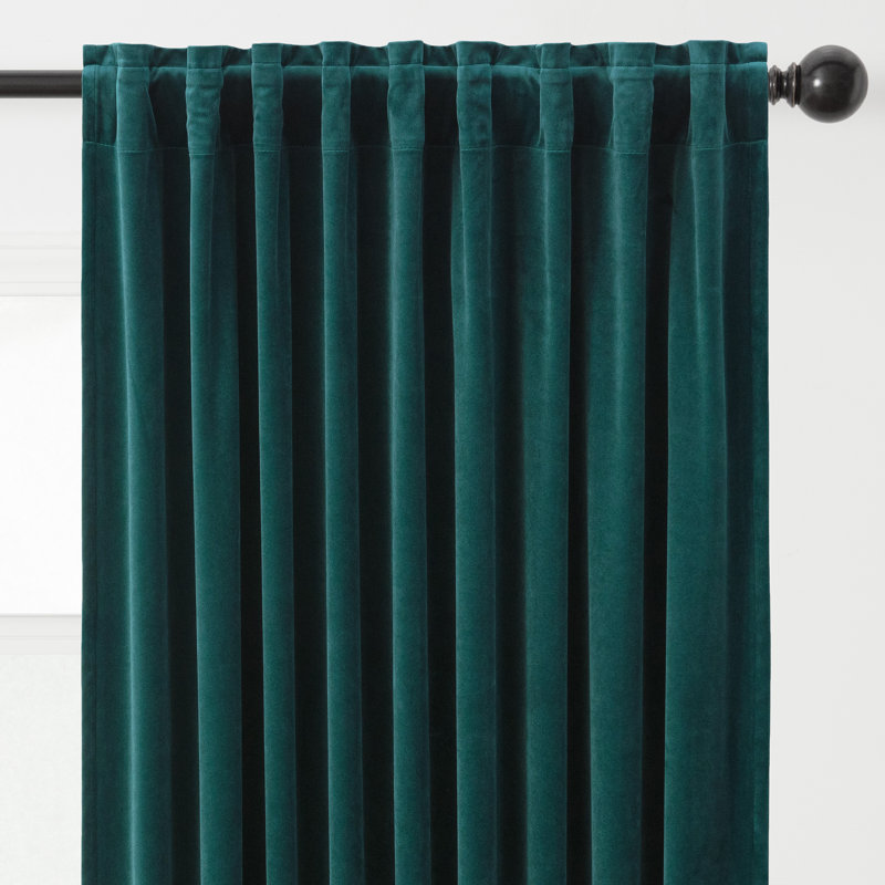Mondragon 2-Panel Solid Classy Velvet Room Darkening Curtains - 3-In-1 Back Tab, Rod Pocket, Ring Tab, Teal, 52" W x 84" L