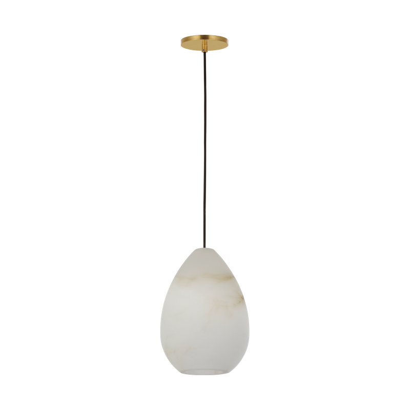 Sean Lavin Alina 1-light Pendant in Hand Rubbed Antique Brass with Alabaster shade, 18.5" H x 8.5" W, No