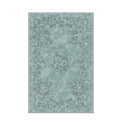 Tapis tissé élégant 100% polyester | Antibactérien, impression numérique 3D, envers en feutre de PVC antidérapant | Lavable à la machine, hauteur de poils de 0,4 po, parfait pour le décor du salon et de la chambre à coucher