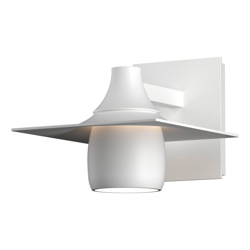 Hood Dark Sky Friendly Outdoor Armed Sconce, Coastal White, 16" H x 10" W x 12.8" D