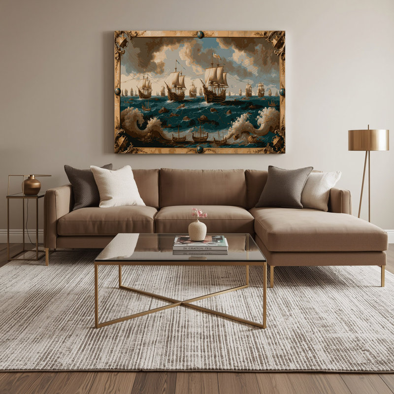 Art nautique brun, "Nautical Trading routes", H 11 po x l 14 po