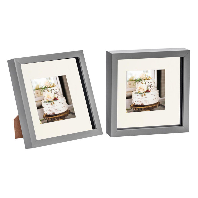 Nicola Spring - 3D Box Photo Frames - Mount, 22.5cm H x 22.5cm W x 3.5cm D, Grey/Ivory