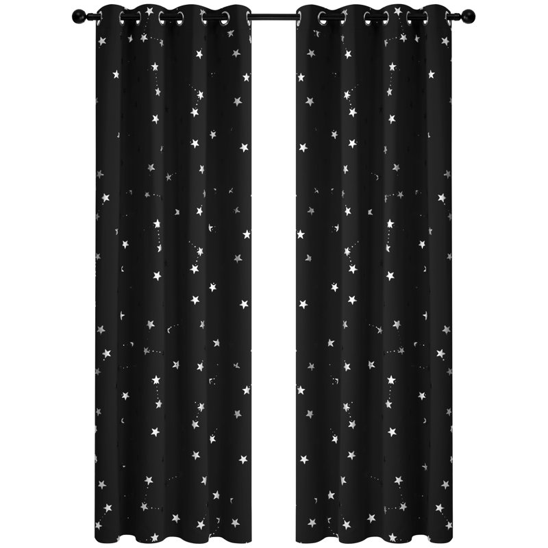 Raimah Blackout Curtain Pair, Black, 46cm Width x 229cm Drop