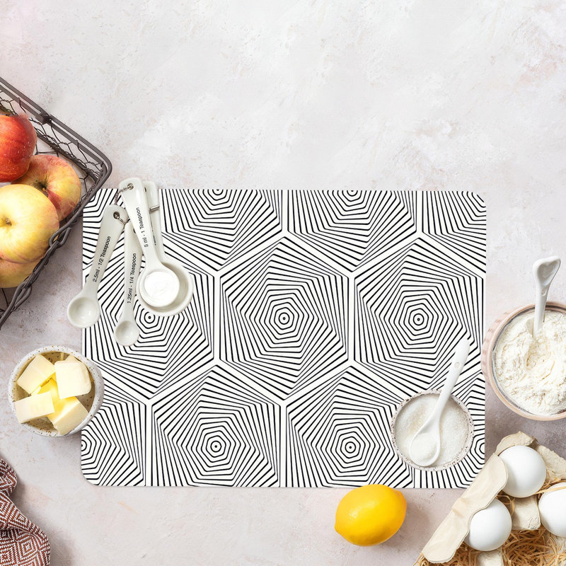 Planche à découper géométrique en verre à motif géométrique avec un design minimaliste pour les cuisines contemporaines