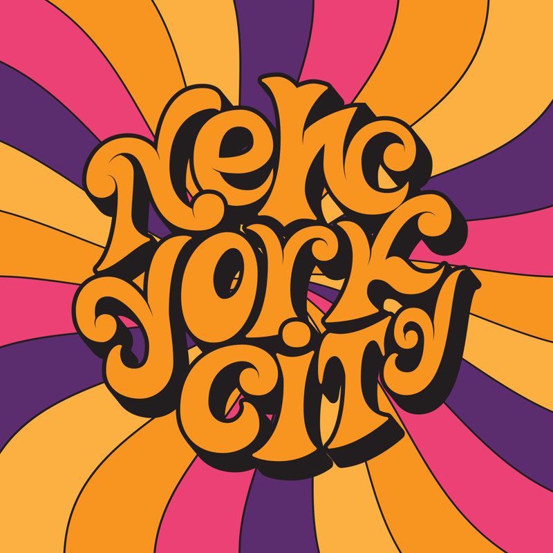 Classic Psychedelic Lettering - Wrapped Canvas Print, 51cm H x 51cm W x 3.8cm D