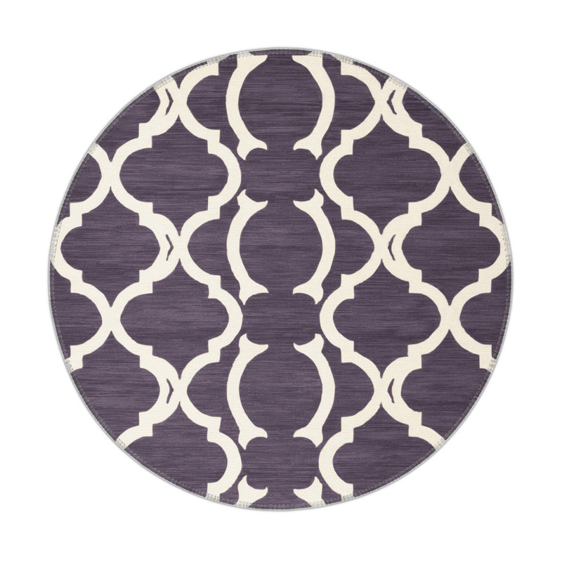 Tapis mauve intérieur et extérieur Trellis, Rond 5 pi