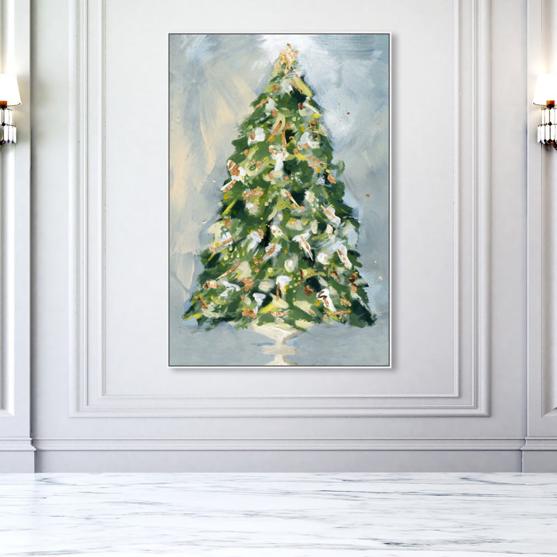 «Christmas Tree 3», peinture sur toile, H 54 po x l 36 po x P 1,5 po, Flotteur blanc