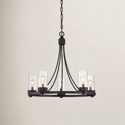 Laurie 5-Light Dimmable Wagon Wheel Chandelier